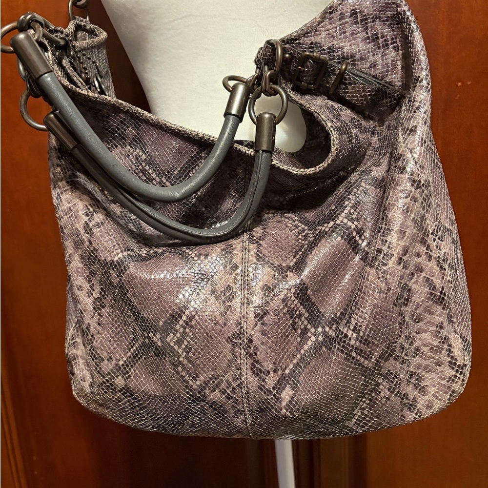 Coach Madison Embossed Snakeskin Leather Python Tote Shoulder Bag Purse